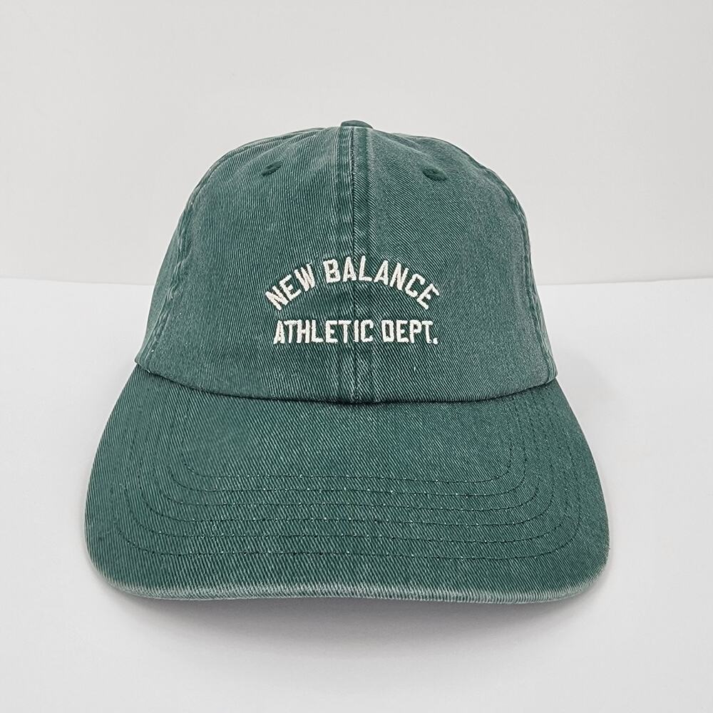 New Balance Baseball Cap Green Wash Strap Back 100% Cotton Mens OS Dad Hat